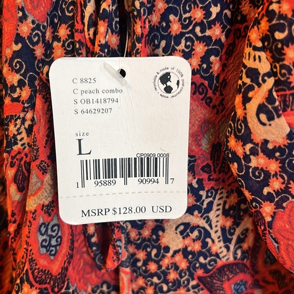 Free People Teegan Mini Dress in Peach Combo - Picture 7 of 9